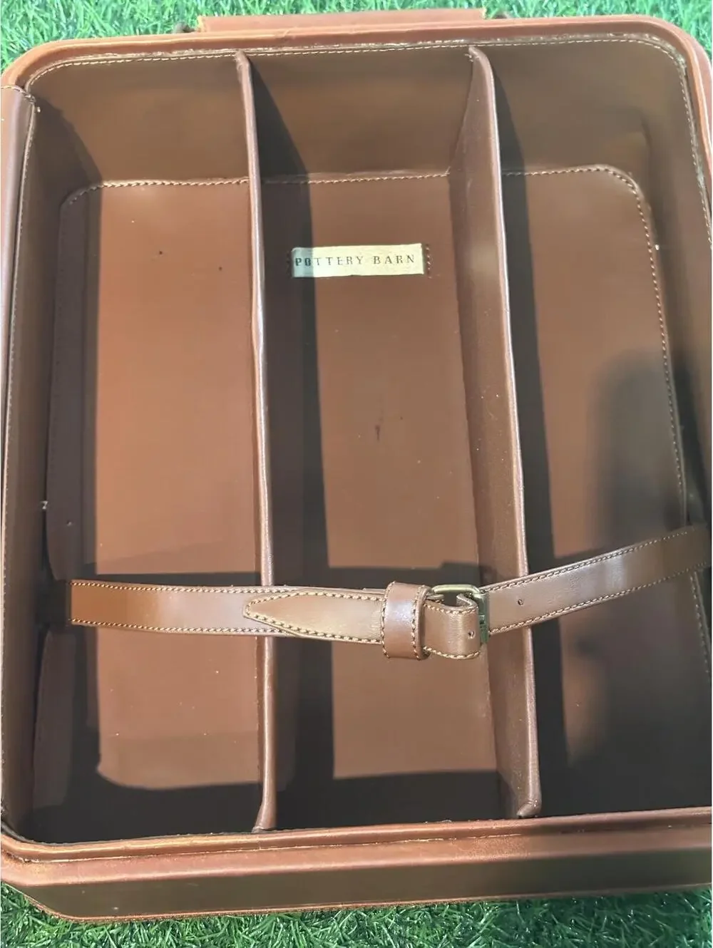 Pottery Barn Bartender Kit Travel Wine Cocktail Set Case Leather Double Buckle